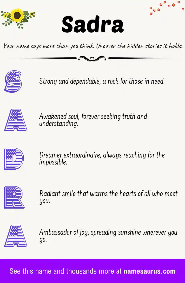 Acrostic poem about Sadra.