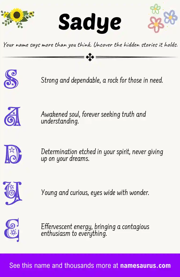 Acrostic poem about Sadye.