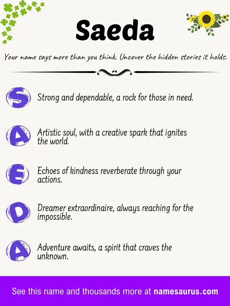Acrostic poem about Saeda.