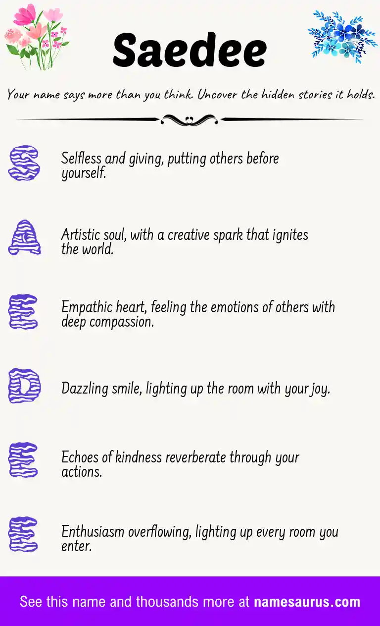 Acrostic poem about Saedee.