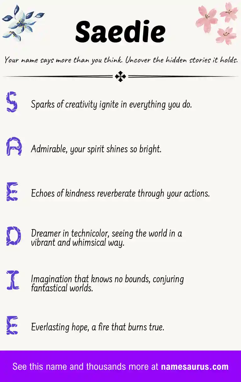 Acrostic poem about Saedie.