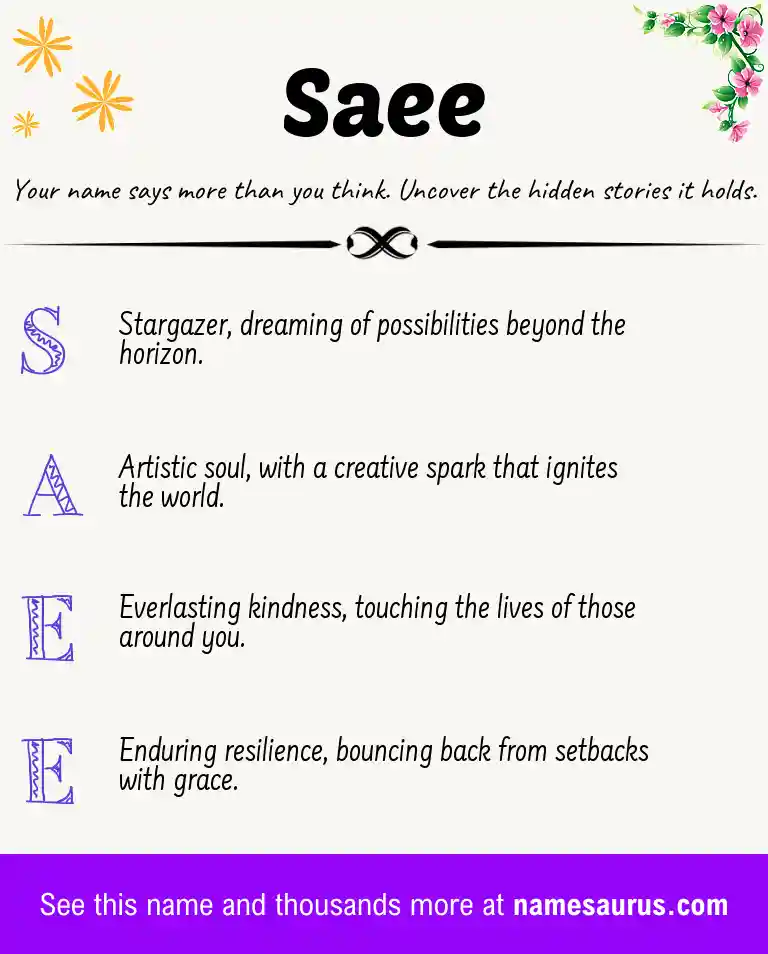 Acrostic poem about Saee.