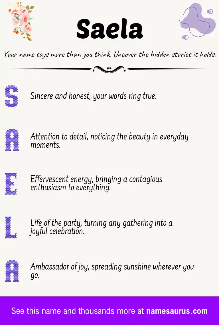 Acrostic poem about Saela.
