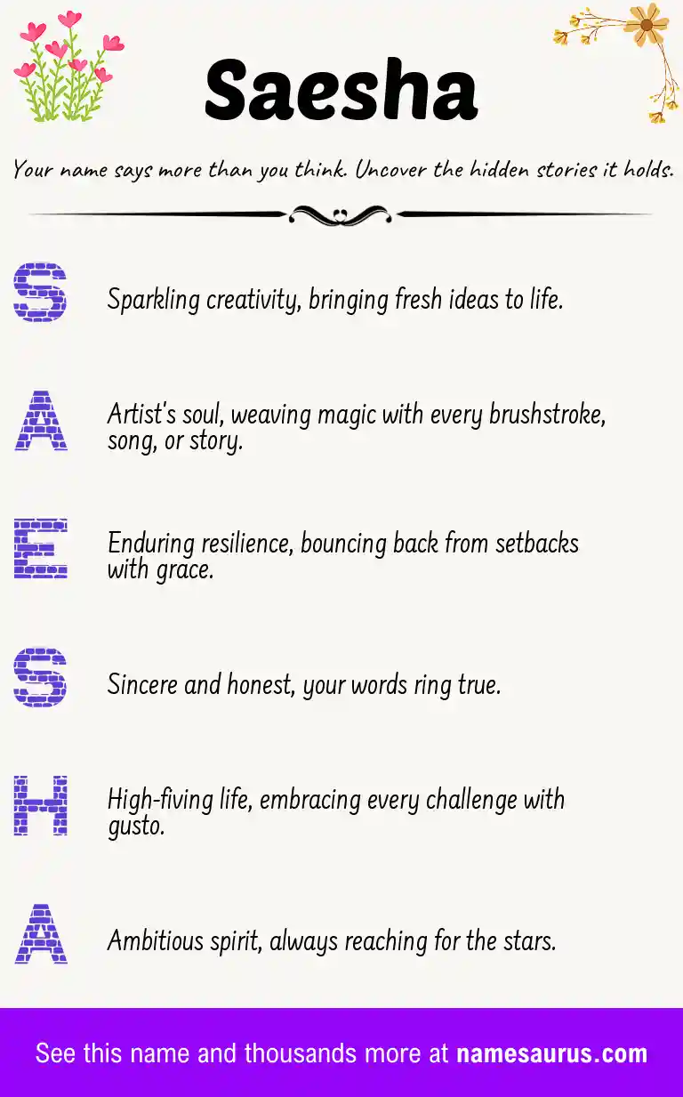 Acrostic poem about Saesha.