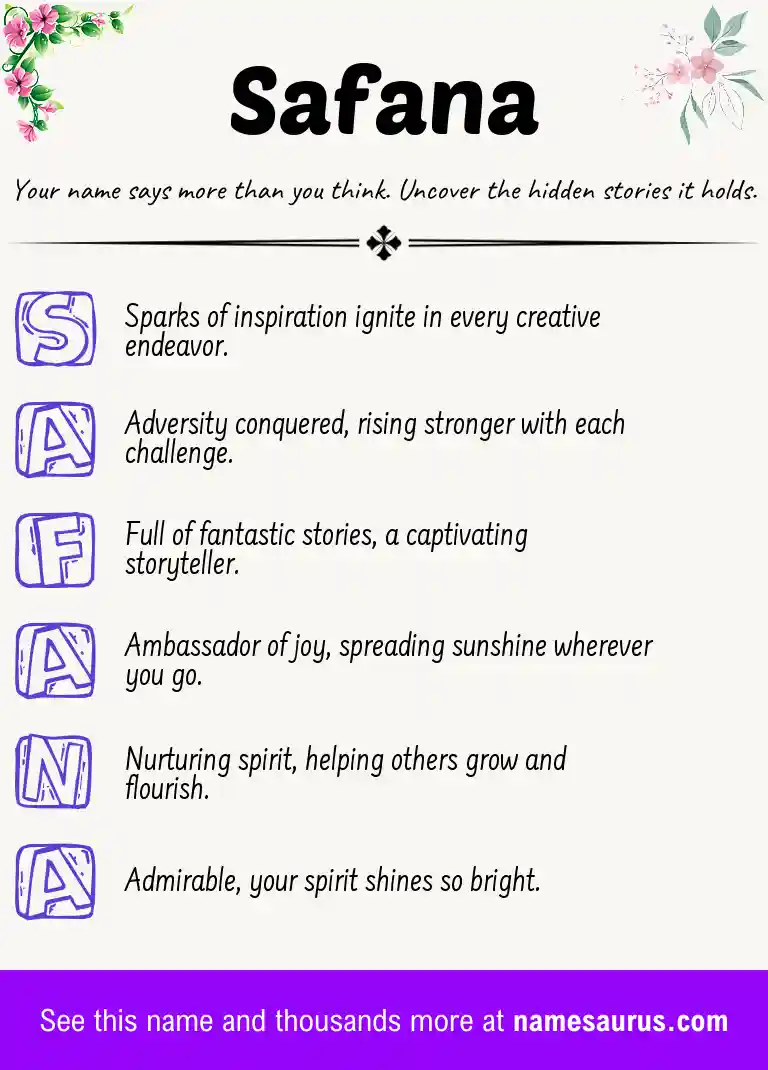 Acrostic poem about Safana.