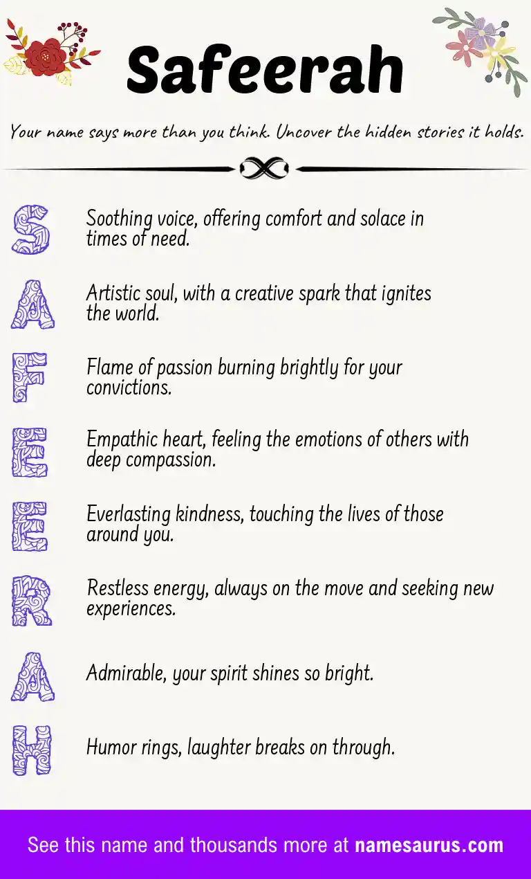 Acrostic poem about Safeerah.