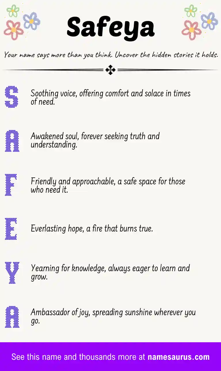 Acrostic poem about Safeya.