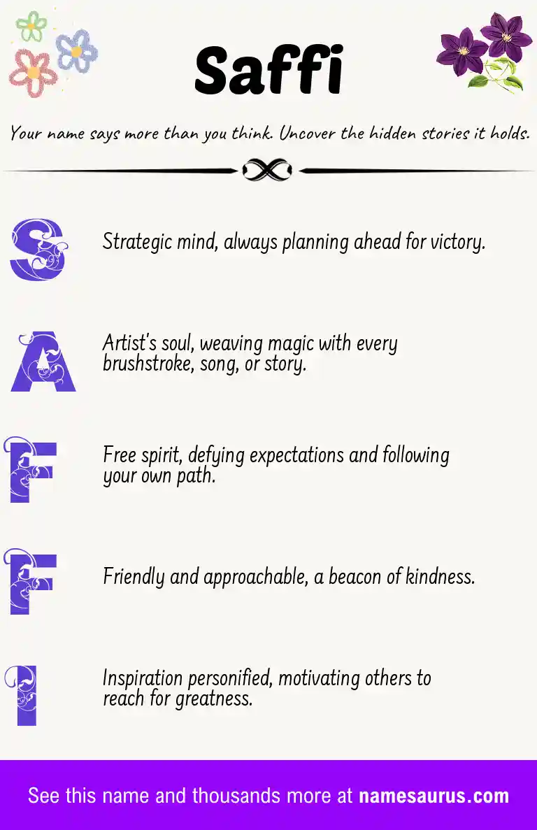 Acrostic poem about Saffi.