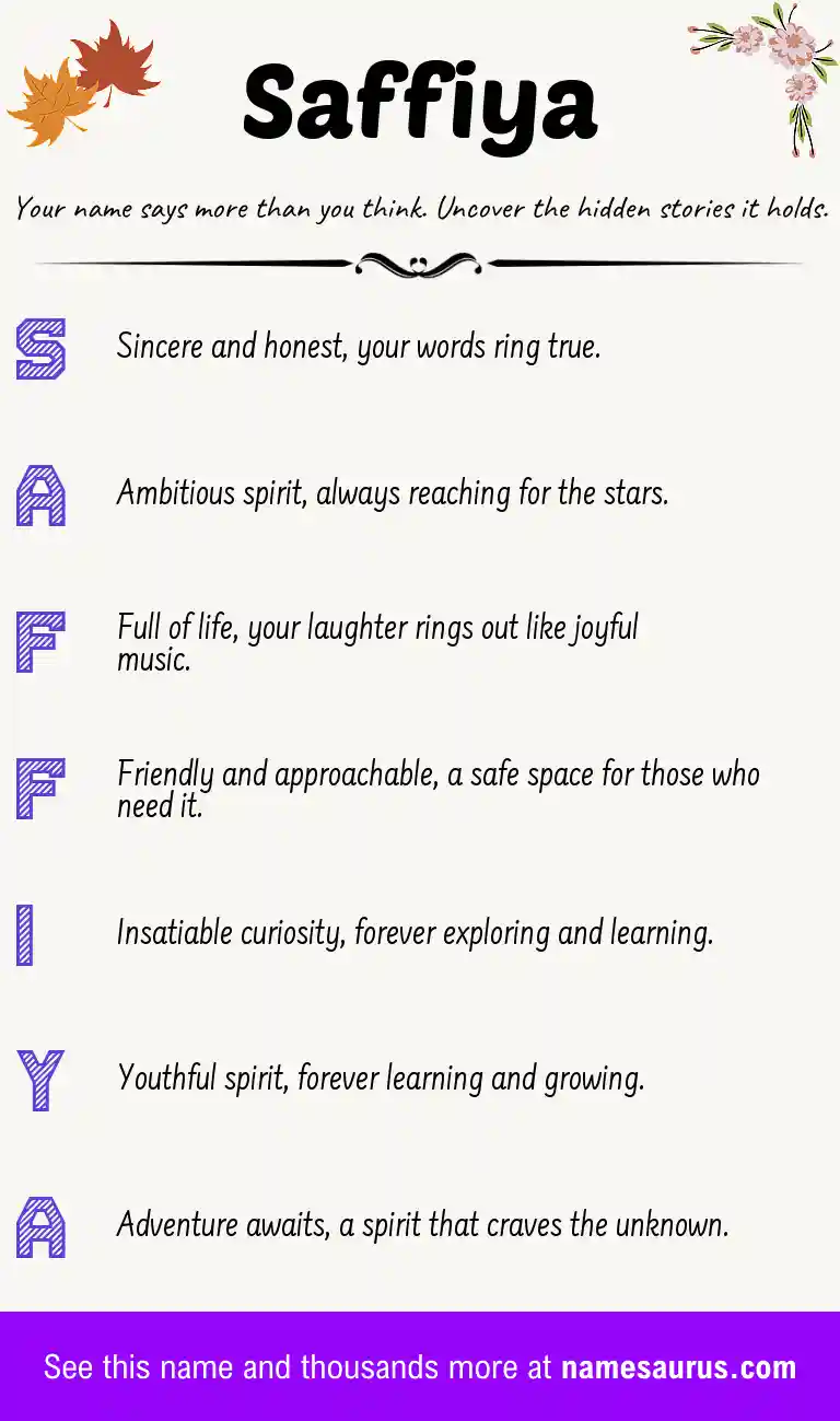 Acrostic poem about Saffiya.