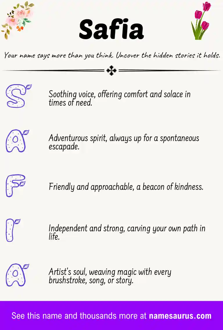 Acrostic poem about Safia.