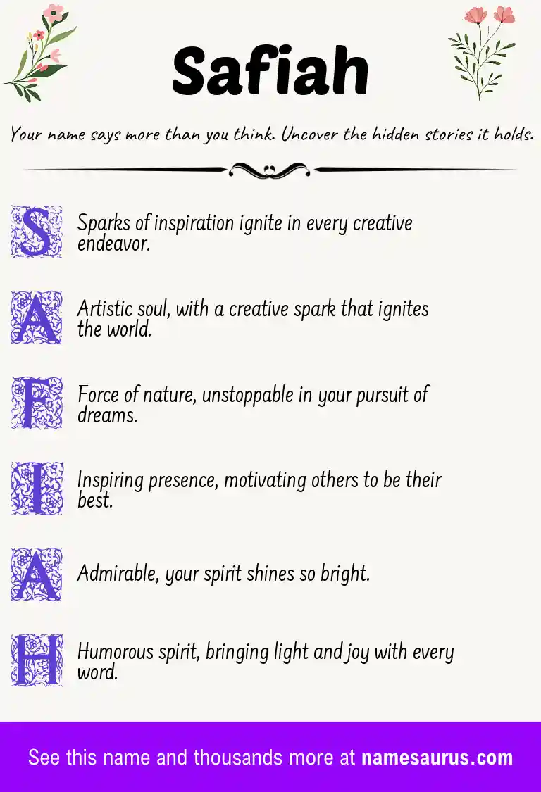 Acrostic poem about Safiah.