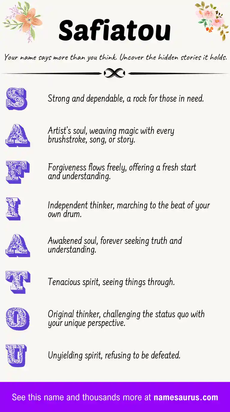 Acrostic poem about Safiatou.