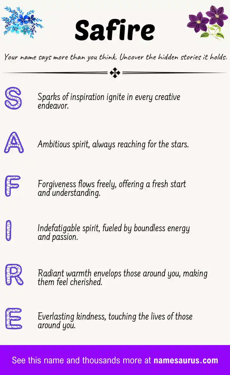 Acrostic poem about Safire.