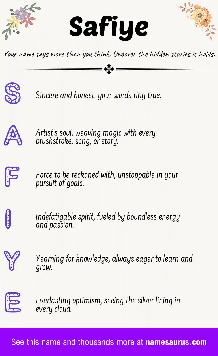 Acrostic poem about Safiye.