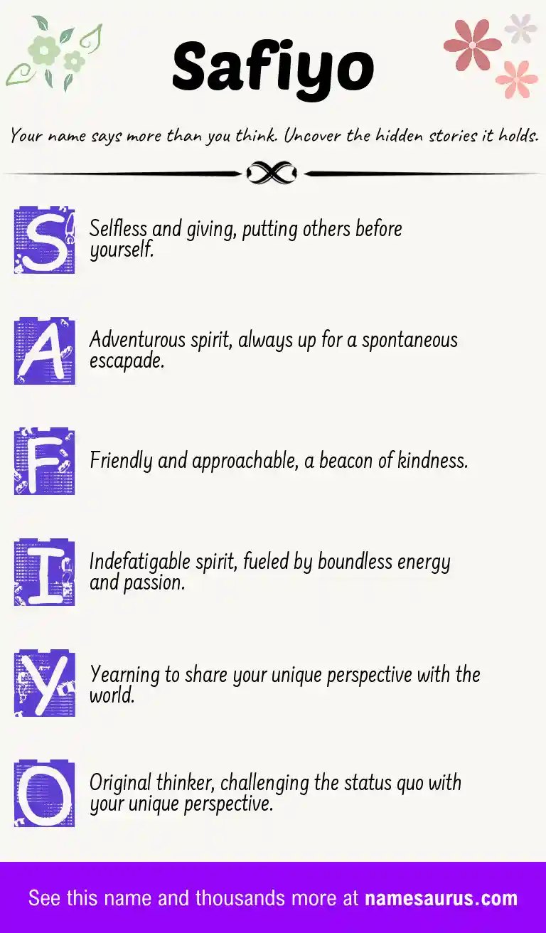 Acrostic poem about Safiyo.