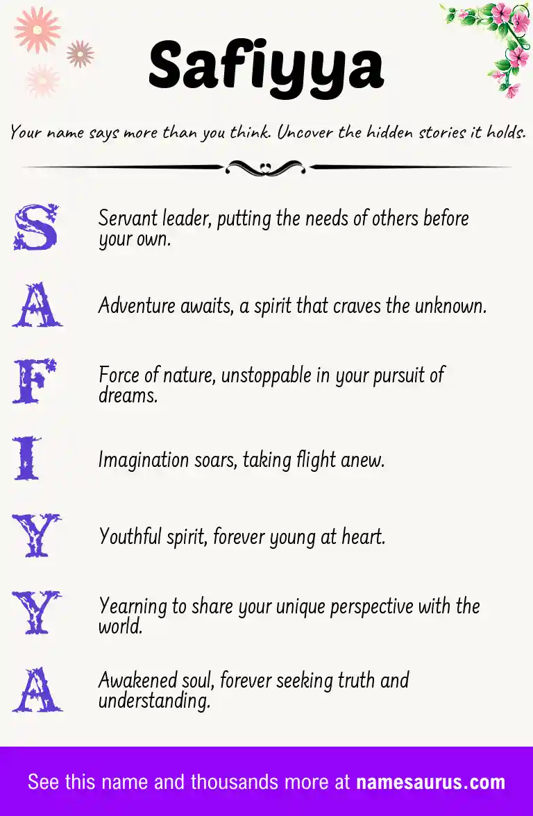 Acrostic poem about Safiyya.