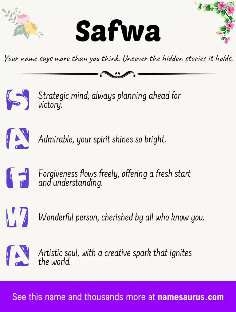 Acrostic poem about Safwa.