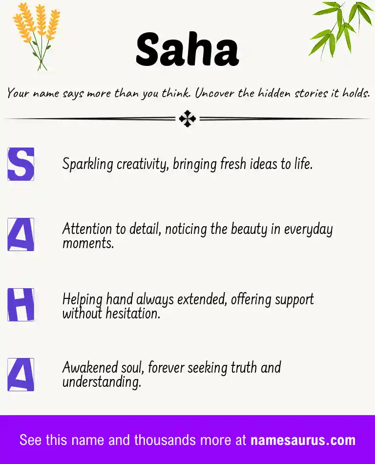 Acrostic poem about Saha.