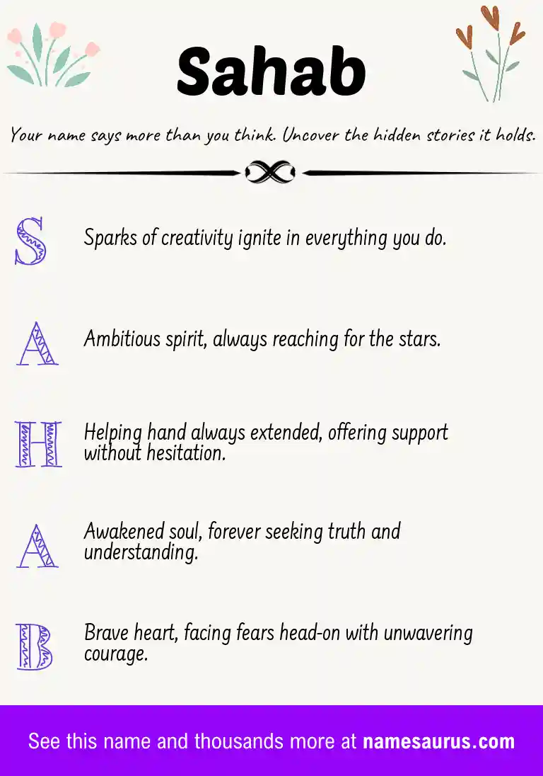 Acrostic poem about Sahab.