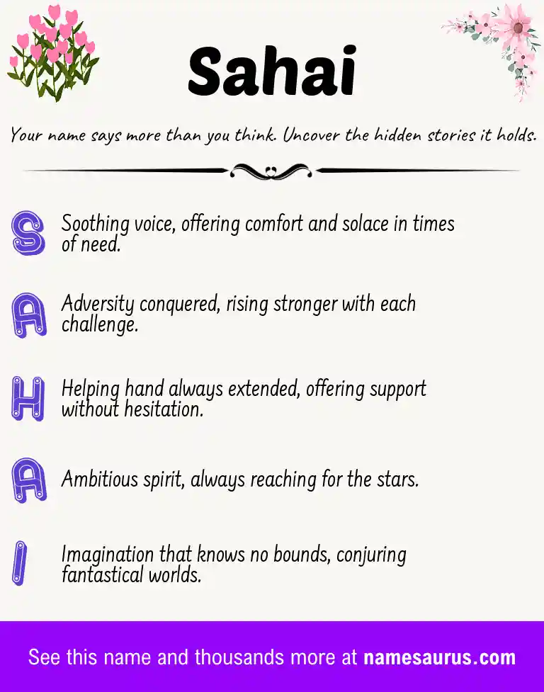 Acrostic poem about Sahai.