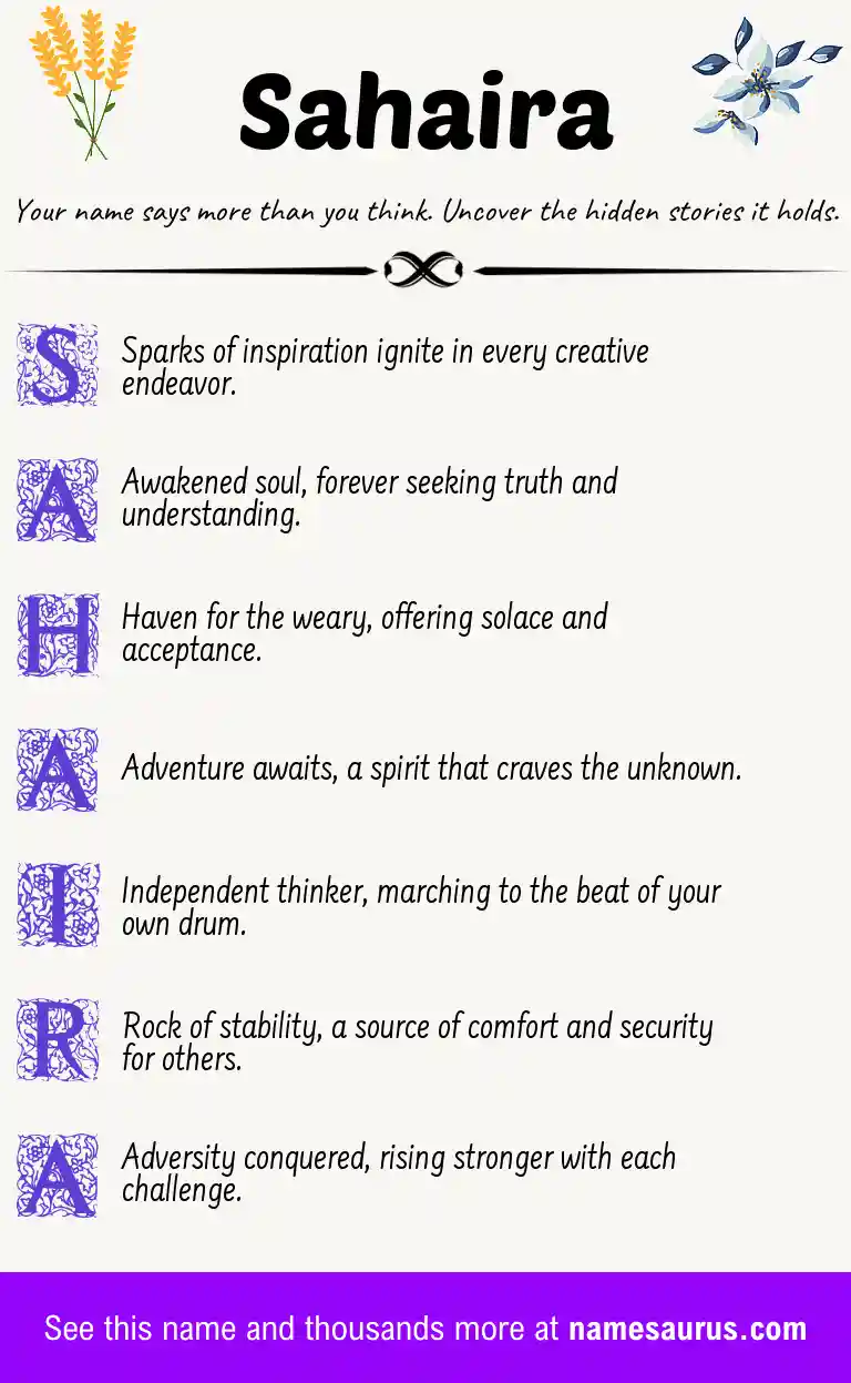 Acrostic poem about Sahaira.