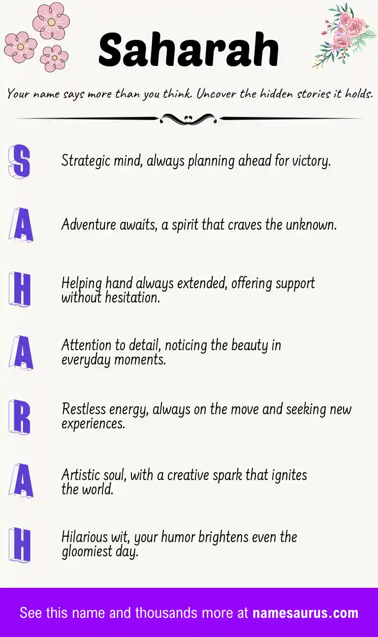 Acrostic poem about Saharah.