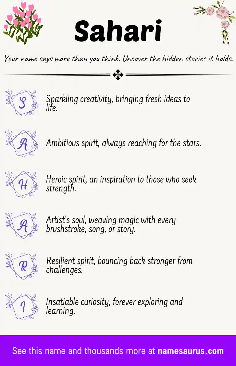 Acrostic poem about Sahari.