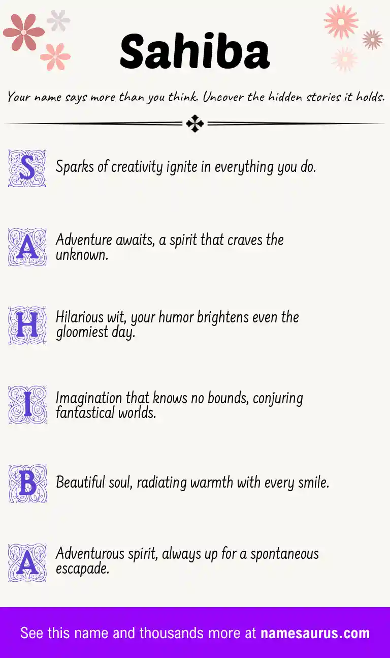 Acrostic poem about Sahiba.