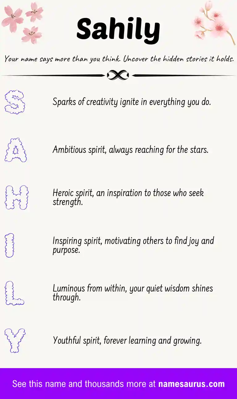Acrostic poem about Sahily.