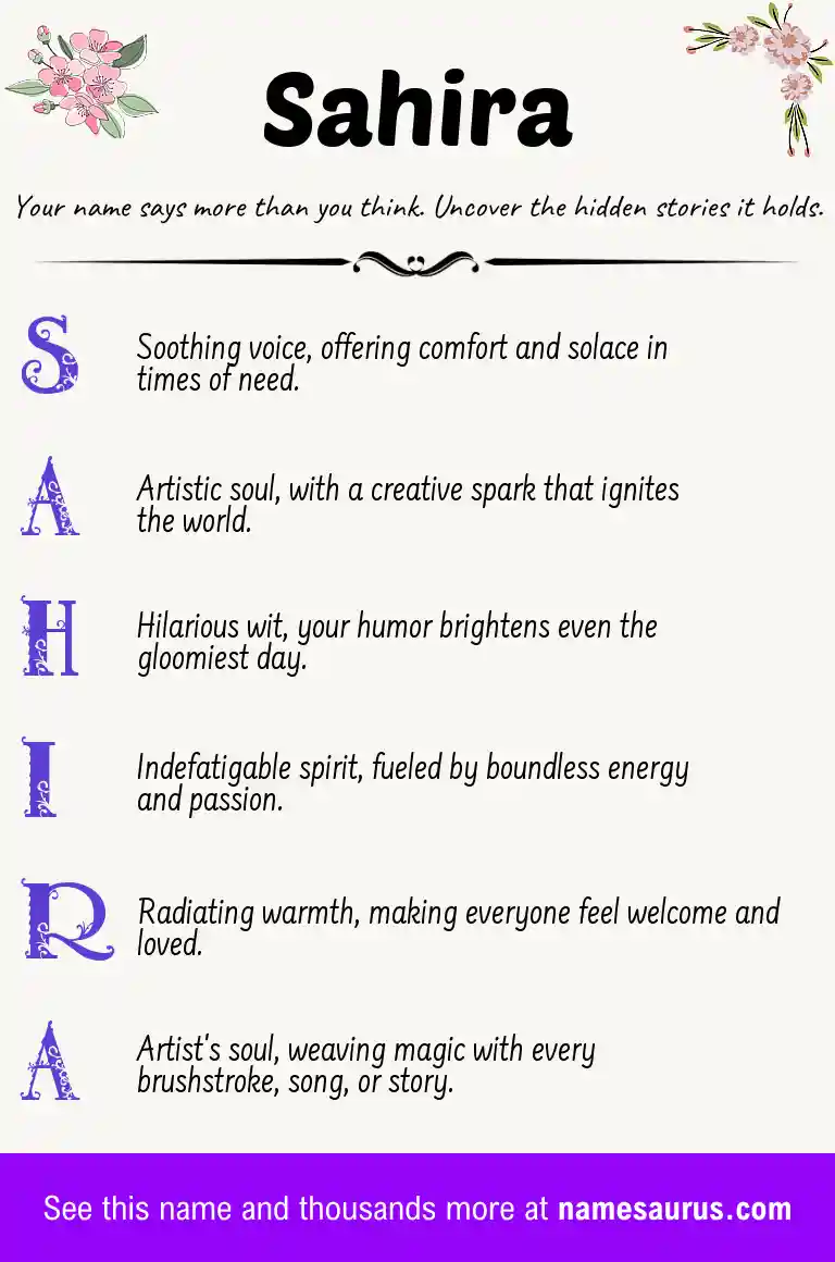 Acrostic poem about Sahira.