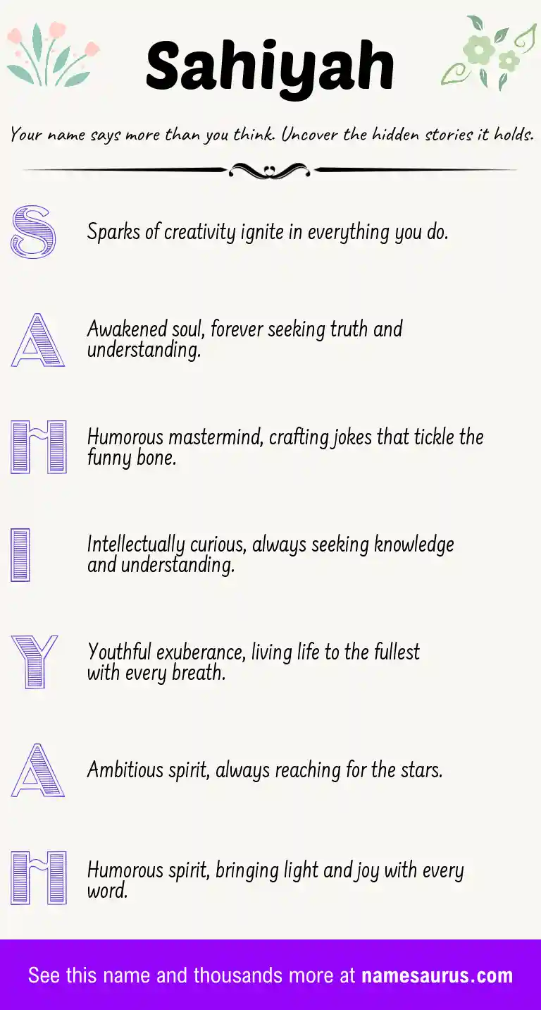 Acrostic poem about Sahiyah.