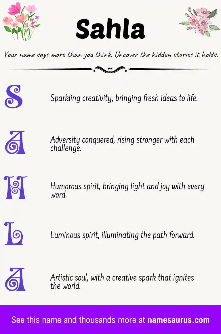 Acrostic poem about Sahla.