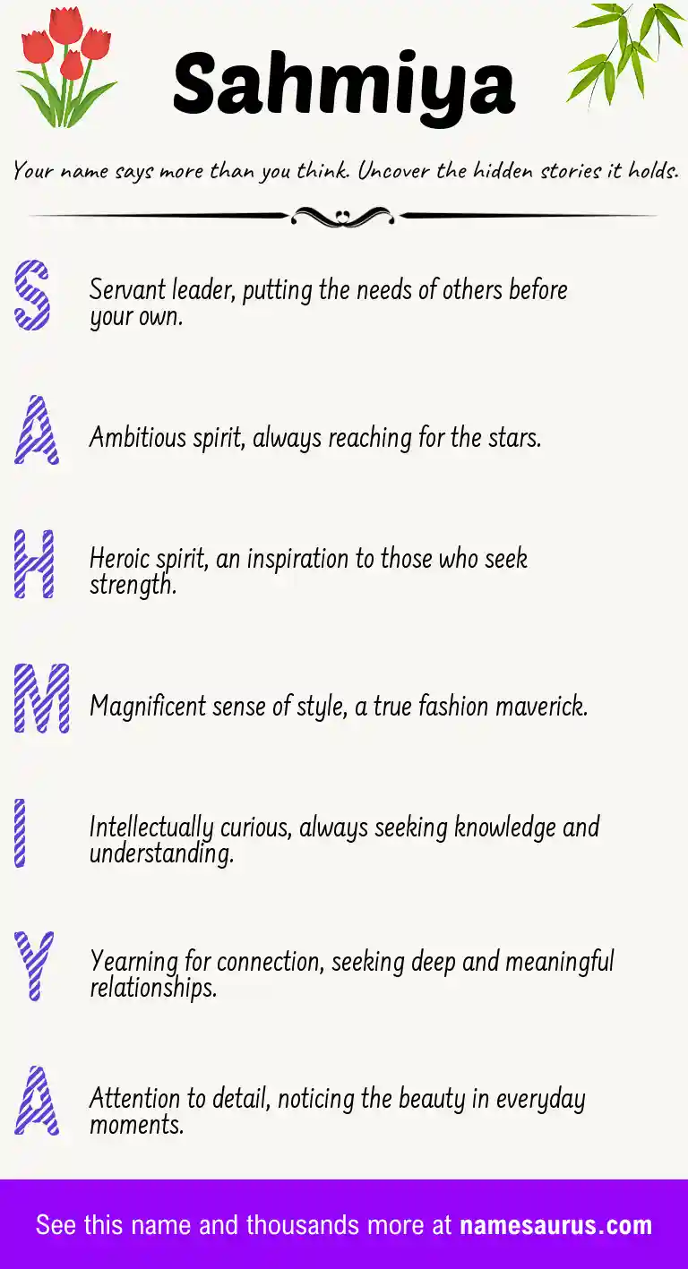 Acrostic poem about Sahmiya.