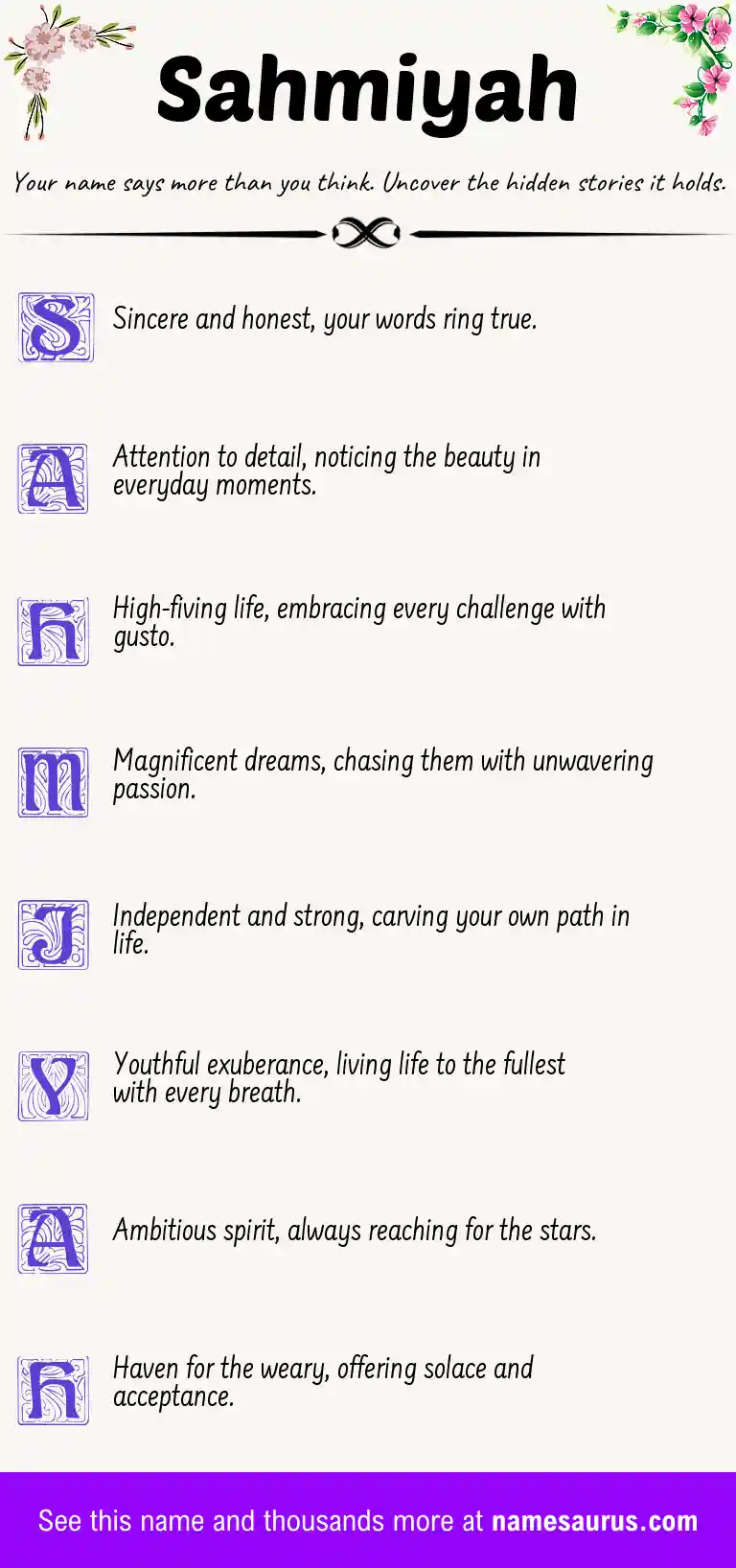 Acrostic poem about Sahmiyah.