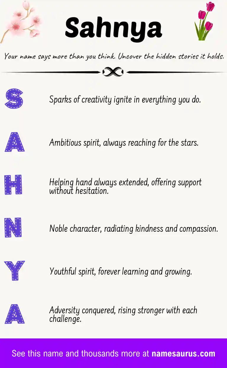 Acrostic poem about Sahnya.