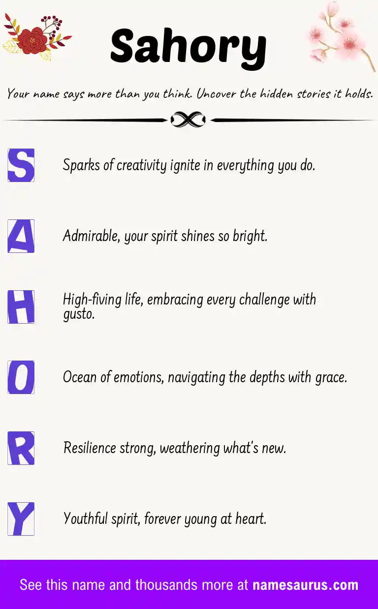 Acrostic poem about Sahory.