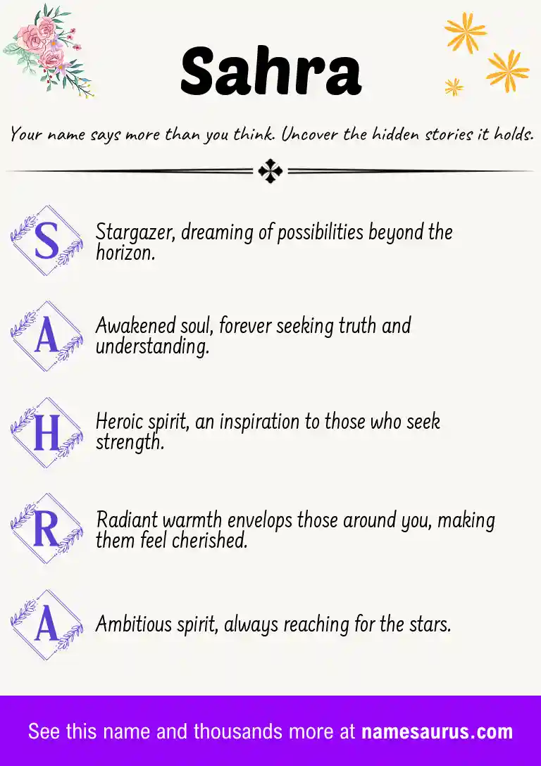 Acrostic poem about Sahra.