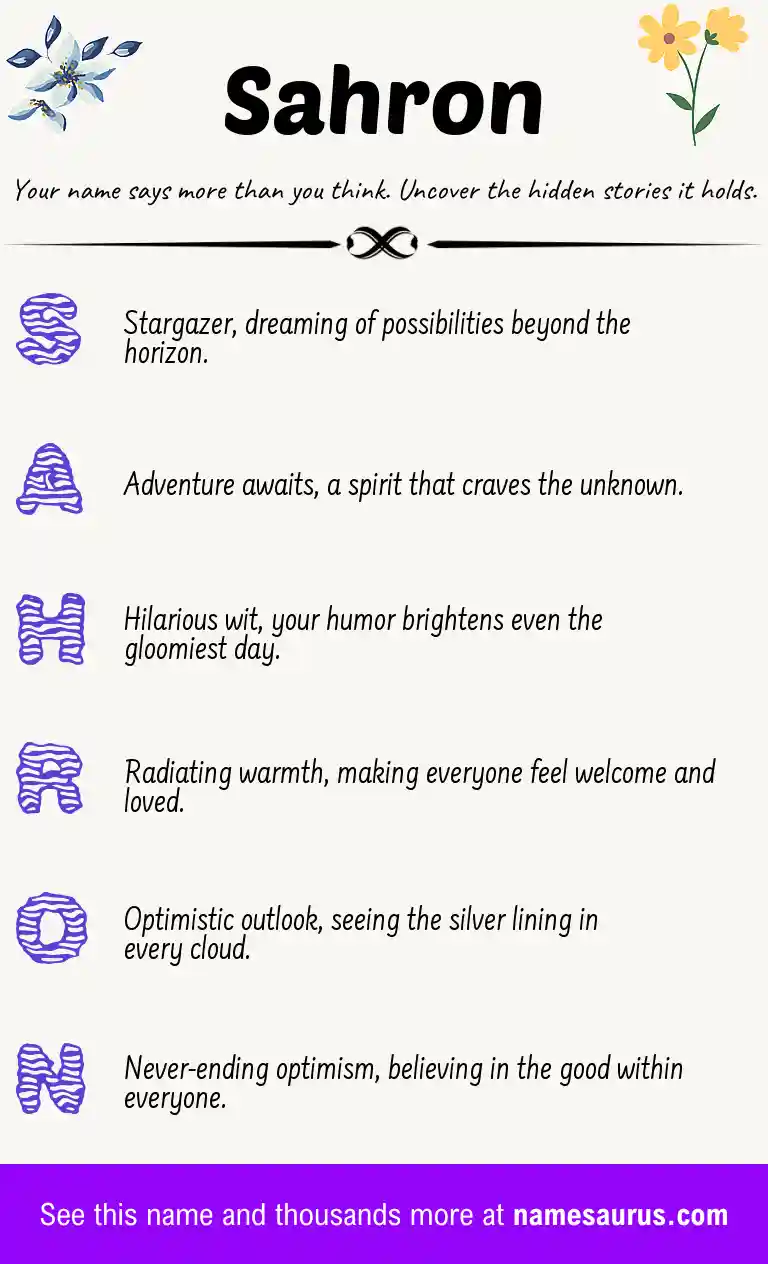 Acrostic poem about Sahron.