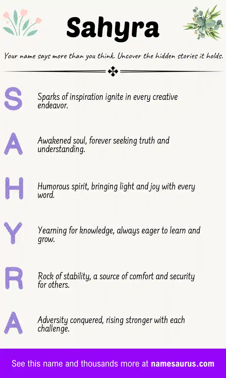 Acrostic poem about Sahyra.
