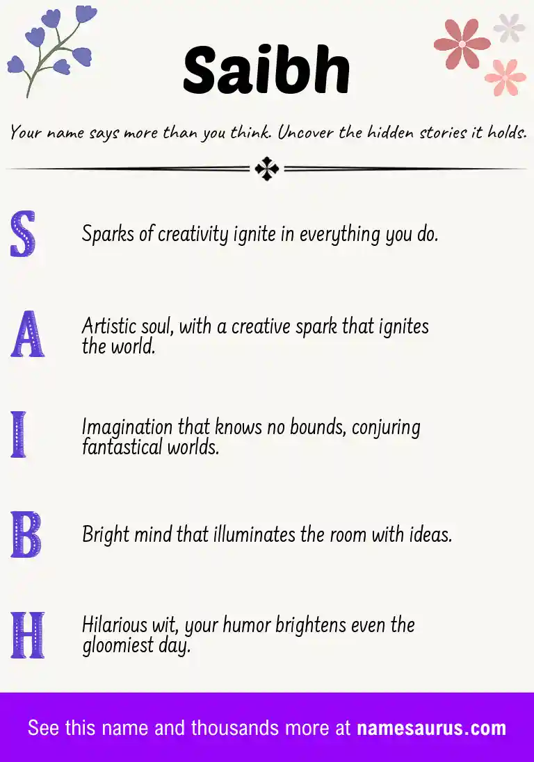 Acrostic poem about Saibh.