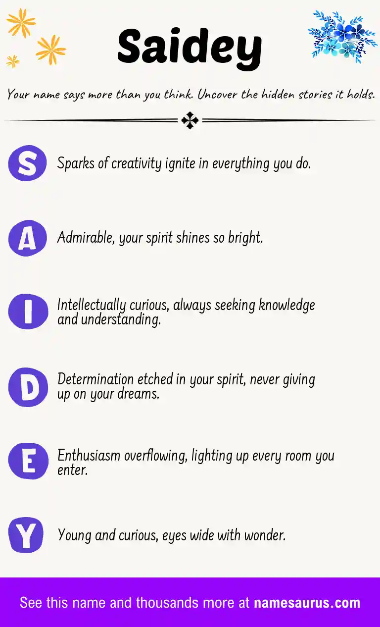 Acrostic poem about Saidey.