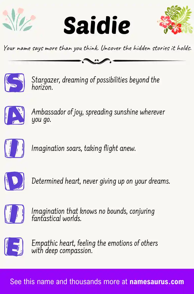 Acrostic poem about Saidie.