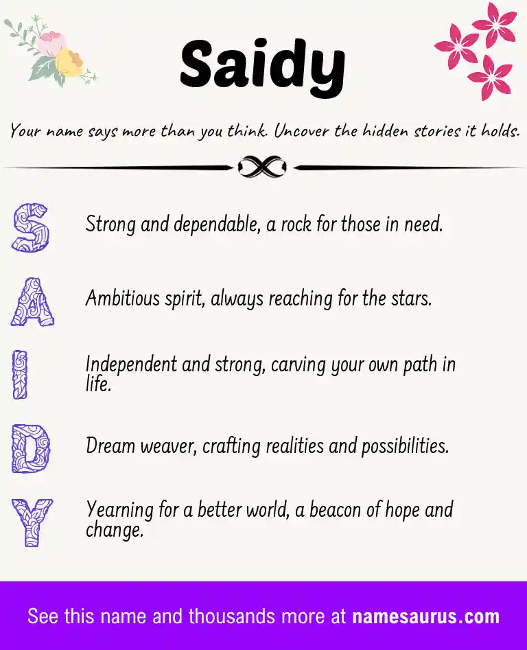 Acrostic poem about Saidy.