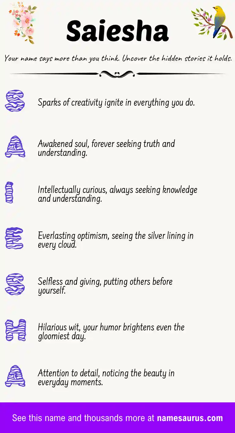 Acrostic poem about Saiesha.
