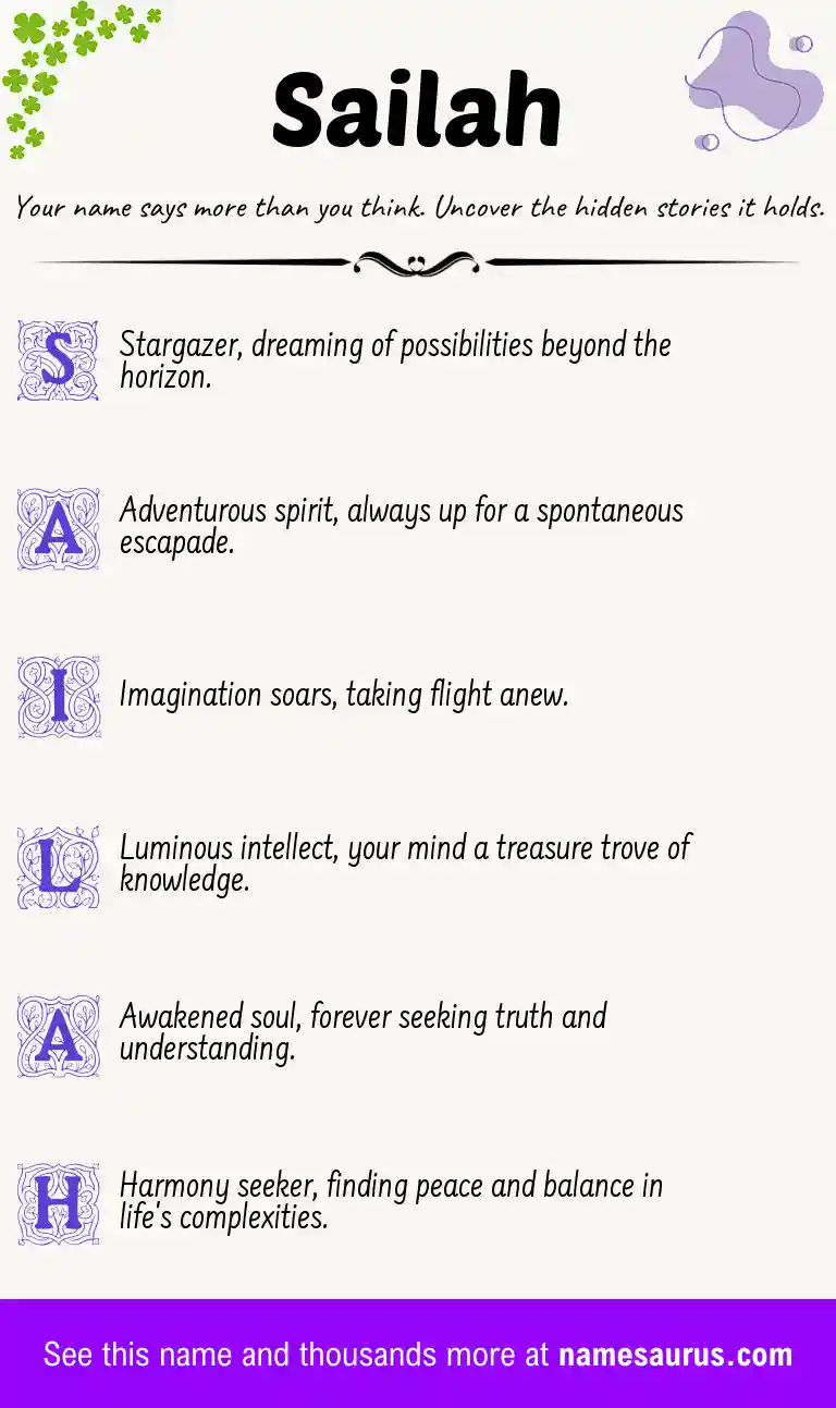 Acrostic poem about Sailah.