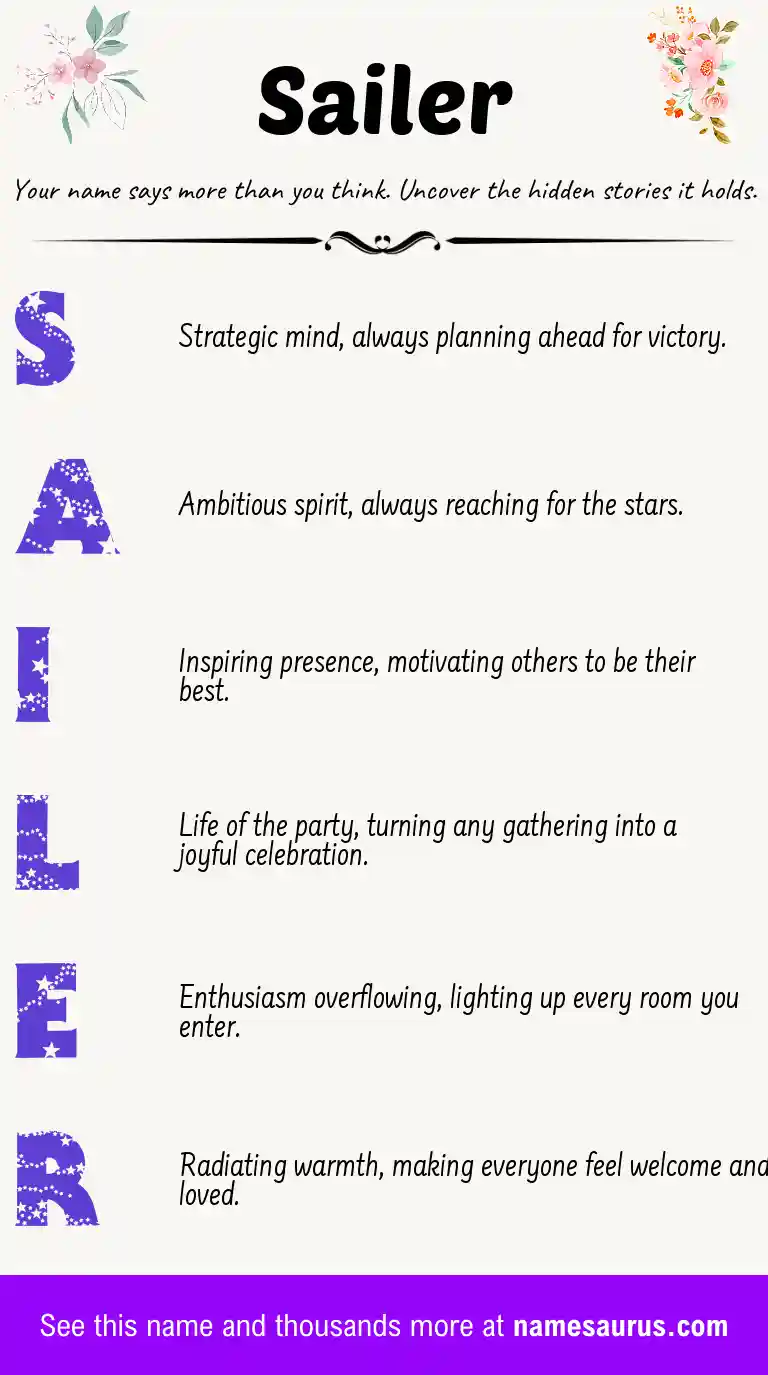Acrostic poem about Sailer.