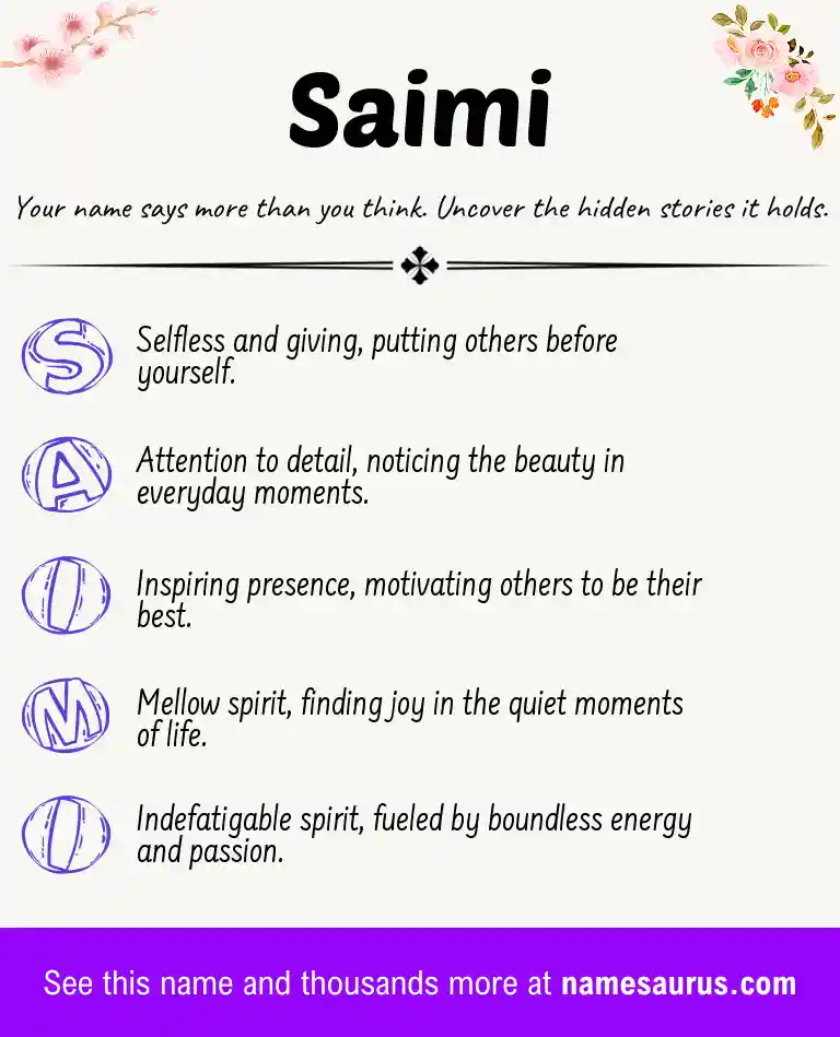 Acrostic poem about Saimi.