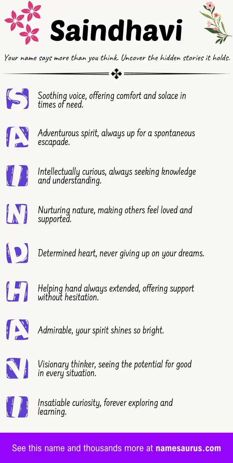 Acrostic poem about Saindhavi.