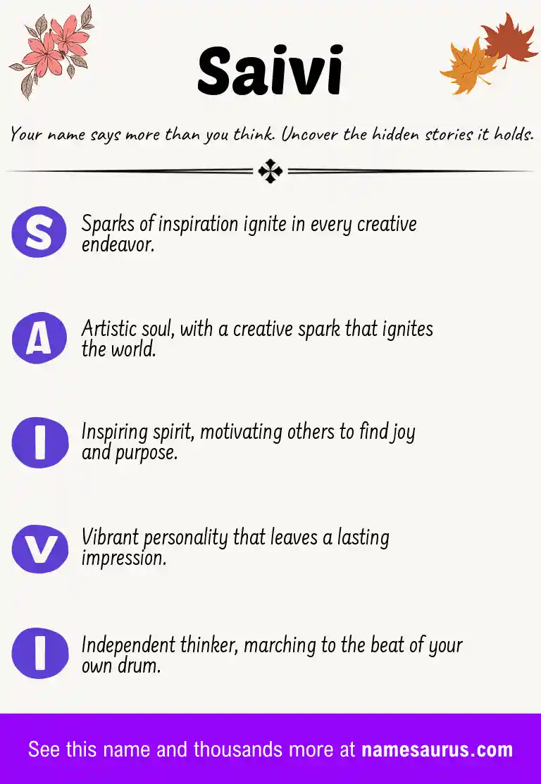 Acrostic poem about Saivi.