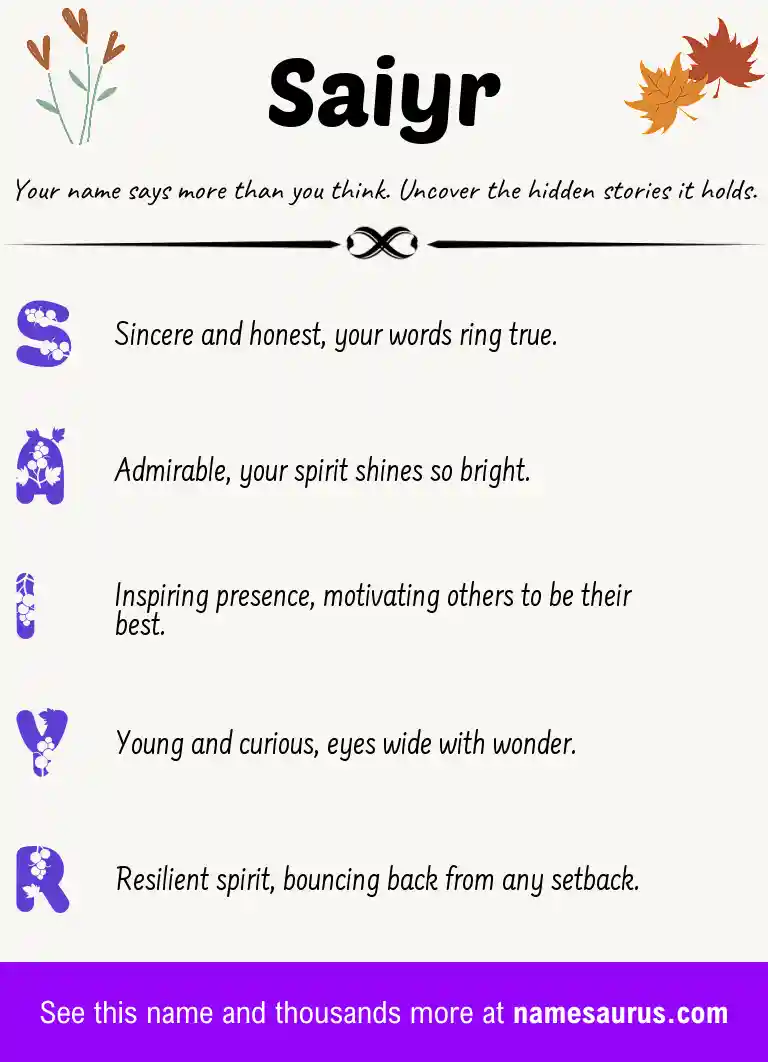 Acrostic poem about Saiyr.